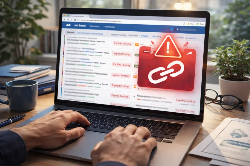 Job dashboard with dead links